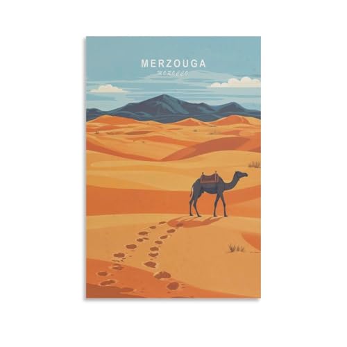 Marruecos Merzouga Sahara Desierto de viaje, pinturas en lienzo, póster para sala de estar, dormitorio, baño, oficina, decoración del hogar, 50 x 75 cm