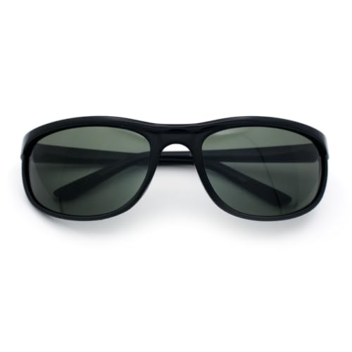 Mens Tempered Glass Plastic Biker Style Rectangular Oval Sunglasses