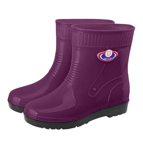 Bottes de pluie chaudes femme pour pieds froids avec chaussures de travail rembourrées coton