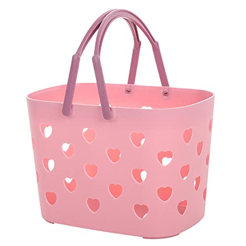 yungluner Plastic Storage Basket with Handles Hollow Shower Caddy Basket with Holes Bathroom Organizer Tote Toiletry Bag Basket