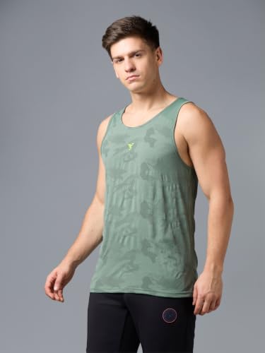 Image of TECHNOSPORT Men's Slim Fit Sleeveless Gym Vest Tank Top, VENTMESH Quick Dry Moisture Wicking Stretchable Vest for Gym Workout and Training
