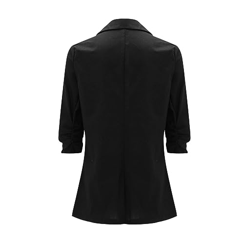 Linen Blazer Jackets for Women UK Clearance Casual Summer Lightweight Cardigan Plus Size Half Sleeve Office Pockets Lapel Blazer Fully Ladies Plain Open Collared Office Formal Tops UK Size S-5XL - Image 6