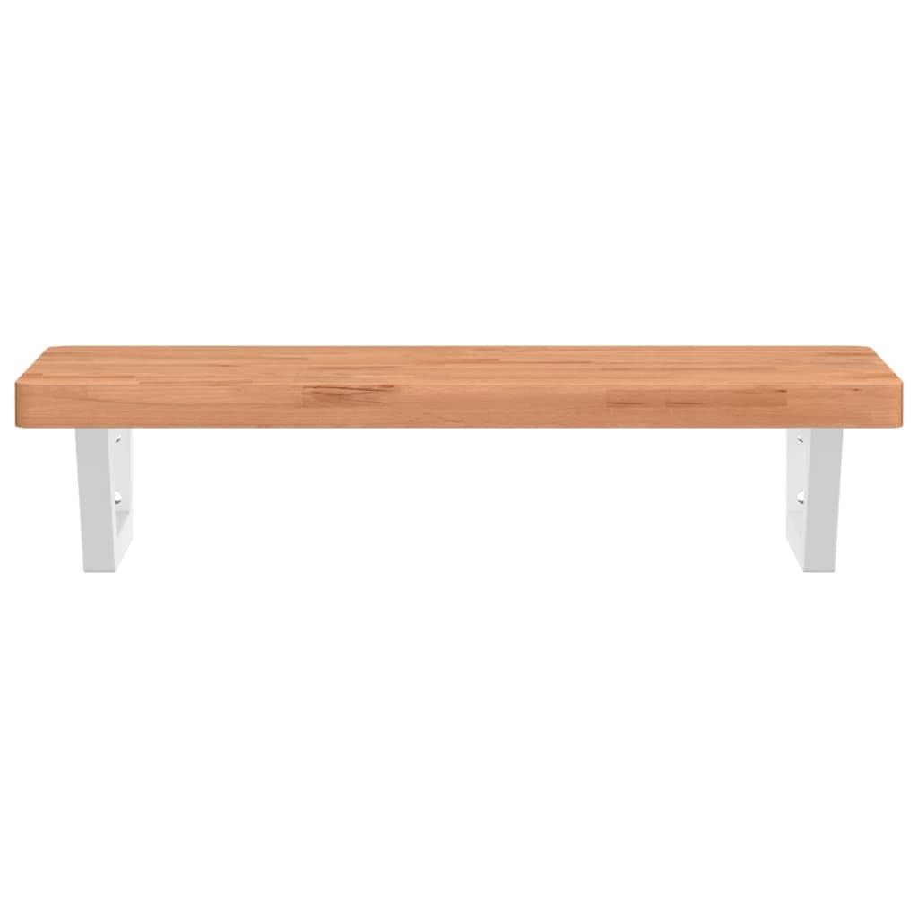 Piano lavabo 80 x 40 cm, in legno massello di faggio con supporto