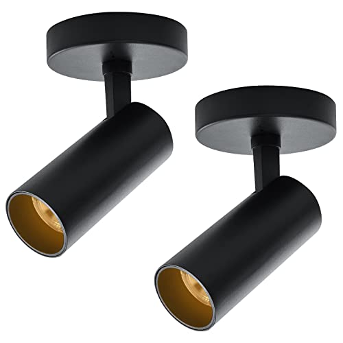 Image of LED Ceiling Spotlight 3000K (Warm White 2Pack 12W No Dimmable,Spot Lights Black with 360 Pivoting Fixture, Adjustable Directional Indoor Spot Light,Tilt Angle Accent Lighting, 24Beam Angle