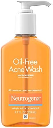 Neutrogena Oil-Free Acne Fighting Facial Cleanser with Salicylic Acid Acne Treatment medicine,, Daily Oil Free Acne Face Wash for Acne-Prone Skin with Salicylic Acid Medicine, 9.1 fl. oz