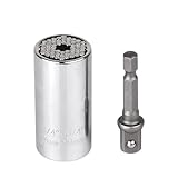 DFsucces ユニバーサルソケット 2点セット 7～19mm(1/4～3/4インチ)対応 万能ソケット 54本スチールのピン内蔵 多機能 3/8インチ DIY ドリルアダプター付き作業工具