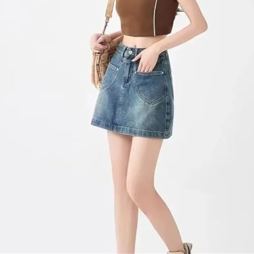 Women’S Trendy High Waist Slim A-Line Skirt Bodycon Style Fashionable Distressed Denim Mini Skirt 1 XXL4