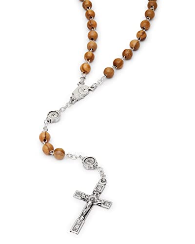 Rosary Beads catholic for Women and Men from Vatican, Confirmation Catholic Rosary in Olive Wood Beads and Holy Spirit Center Medal - Perfect Catholic gifts3