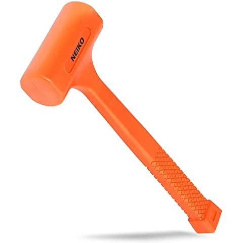 Neiko 02847A 2 LB Dead Blow Hammer, Neon Orange | Unibody Molded | Checkered Grip | Spark and Rebound Resistant Cover