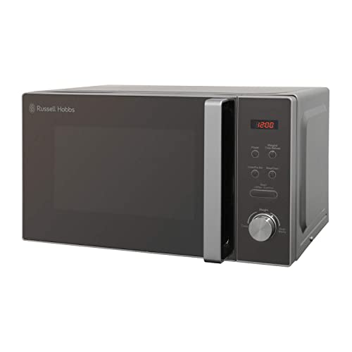 Russell Hobbs RHM2076S-AZ 20 Litre 800 W Silver Digital Solo Microwave with 5 Power Levels, Automatic Defrost, 8 Auto Cook Menus, Clock and Timer, Easy Clean