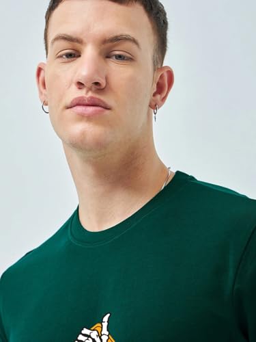 Image of Bewakoof Men Graphic Print Regular Fit Half Sleeve Round Neck Pure Cotton T-Shirt