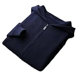 Mens 12 Pin Thick Padded Zipper Cardigan Solid Knitted Wool Sweatshirt Cashmere Bottoming Sweater Purplish Blue XXXL
