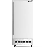 Coolski 15' W Commercial Under Counter Ice Maker Machine, Stainless Steel Outdoor Built-in Freestanding Ice Maker for Home Bar Restaurant, 80 Lbs/Day, 30 Lbs Storage, Auto-Cleaning,