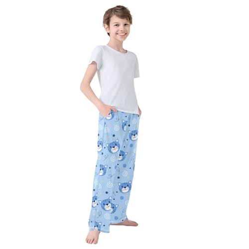 Boys' Pants Cool Cat Long Bottoms Jogger Pants Elastic Waist Trousers with Pockets S-XL4