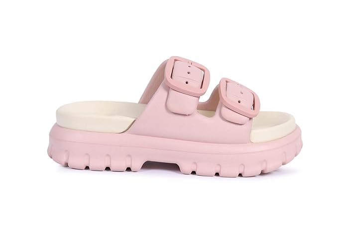 Image of Slipper for Women Men Flip Flop Double Buckle Pillow Sliders EVA Flat Sandals for Girls Boys Soft Open Toe Non Slip Platform Bedroom Outdoor Slippers