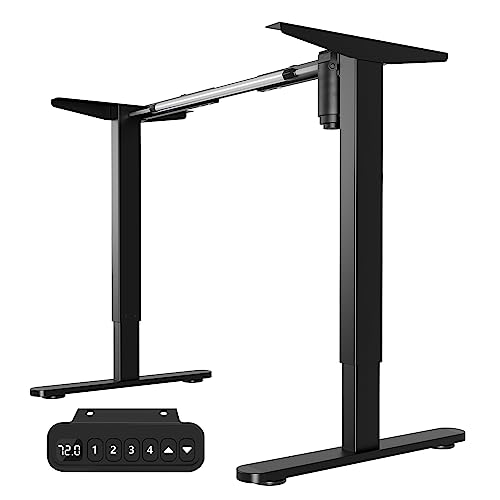 Ansobea Escritorio de altura ajustable, estructura de mesa eléctrica ajustable con motores fuertes, 4 controles de memoria y pantalla táctil y protección avanzada contra colisiones, color negro