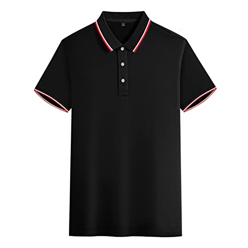MANBOZIXi Polos Unisex Camisa de Trabajo de Manga Corta, Camisas Transpirables de Secado Rápido para Golf y Tenis, Negro 2XL