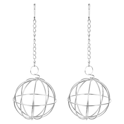 ARTSEWPLY 2pcs Stainless Steel Poultry Hanging Ball Feeder with Electroplated Surface, Vegetable Treat Holder for Chicken Coop Feeding and Enrichment