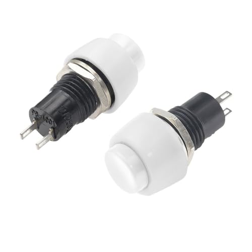 Lot de 6 petits boutons-poussoirs ronds de réinitialisation DS-451, 250 V, 2 A, broche en cuivre blanc, trou de montage de 10 mm Controls Switches