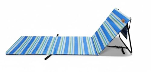 Devessport Esterilla de Playa Plegable con Respaldo Reclinable Kohala Tumbona Portátil con Estructura de Acero y Cojín Acolchado 164 x 47 x 40 cm Color Azul a Rayas Poliéster 600D