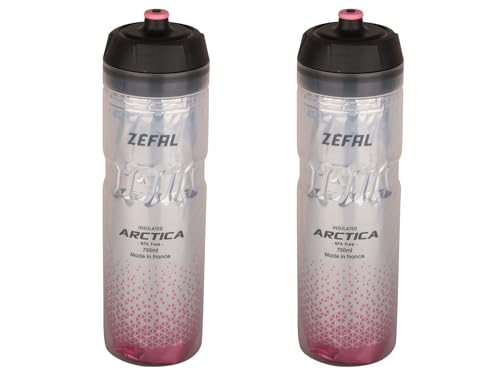 ZEFAL Pack Arctica 75 - Lote de 2 bidones para bicicleta 750ml - Bidon Ciclismo Isotermico - Inodoro e impermeable, botella deportiva sin BPA, Plata/Rosa pálido, 2 x 750ml