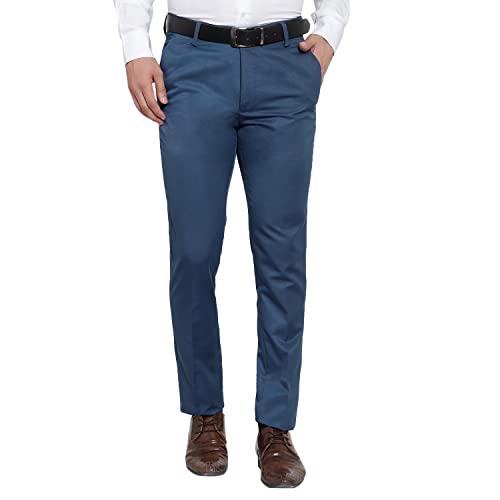 Image of The PS Men's Formal Regular Fit Cotton Blend Black, Dark Grey Combo Trouser (Pack of 2)