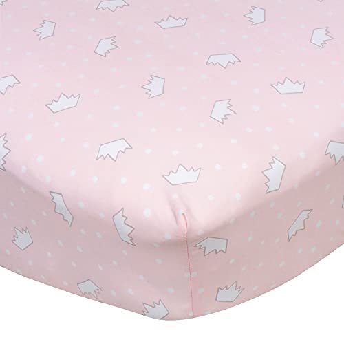 Image of Gerber Baby Boys Girls Neutral Newborn Infant Baby Toddler Nursery 100% Cotton Fitted Bedding Crib Sheet, Princess Crowns Pink, 28 inch x 52 inch