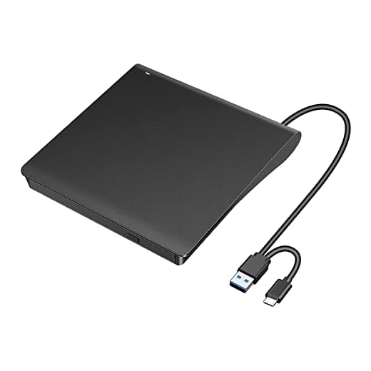 External CD/DVD Drive for Laptop, HYRIPE Ultra Slim USB 3.0 Type-C DVD Player Portable CD +/-RW Disk Drive CD ROM Burner Reader Compatible with Laptop Desktop PC Windows MacBook Mac Linux Mac OS