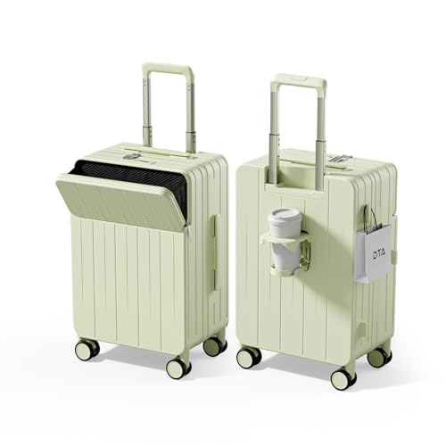 Image of Top Opening PC Hard Shell Suitcase, 20-inch International Carry On Luggage with Front Pocket, TSA Lock, 360 Spinner Wheels, Lightweight - Ideal for Business (Mint Green, Carry-On 20-Inch)
