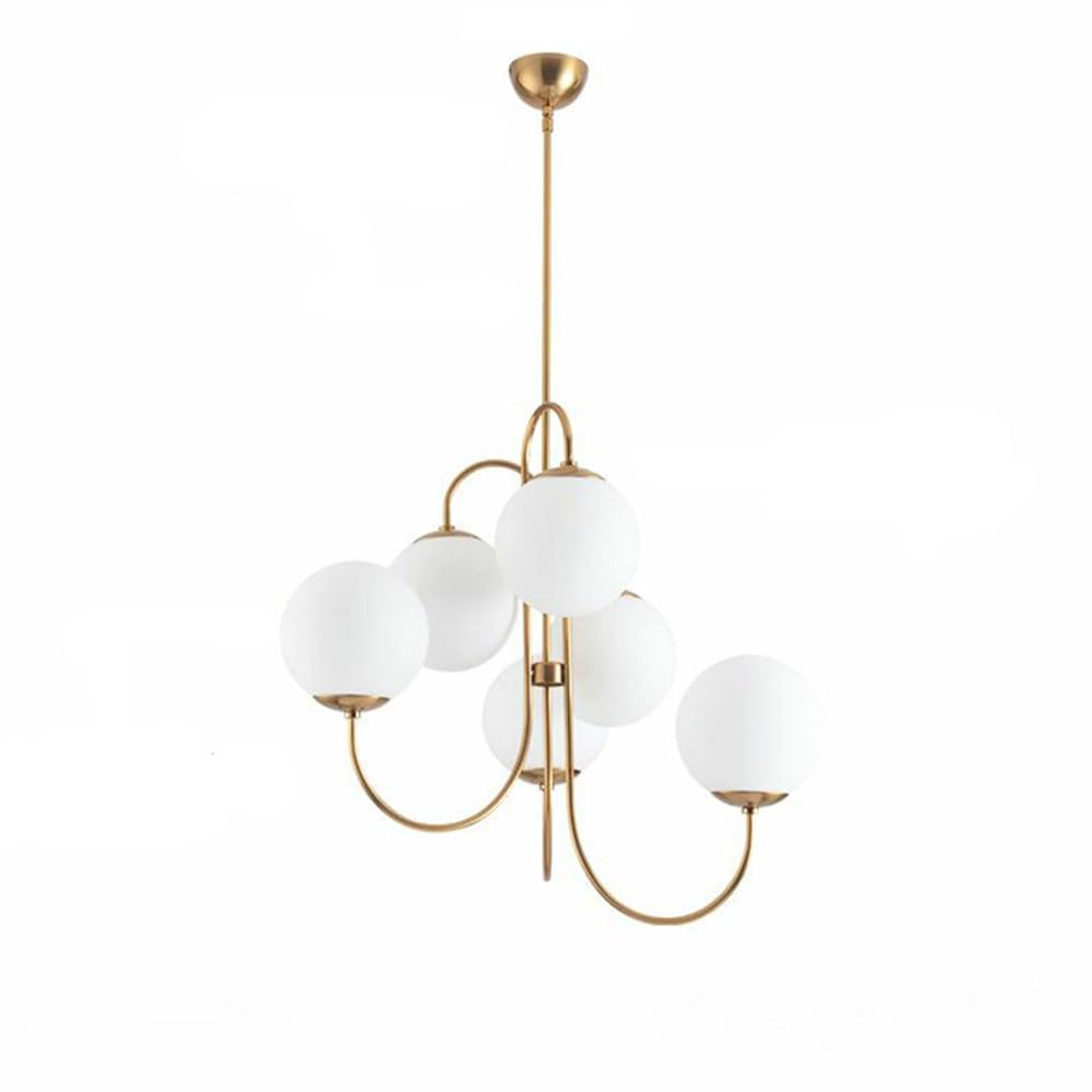 RSZCSMO Post-Modern Simple LED Living Room Wrought Iron Chandelier Nordic Dining Room Bedroom Multi-Head Glass Chandelier is Suitable for Study Hotel,Lighting Fixture