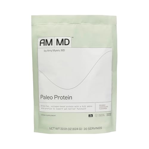Amy Myers MD Paleo Protein Powder - Double Chocolate, 20 Servings - Collagen-Based Gut Function Support - Gluten-Free & Non-Dairy Protein Supplement