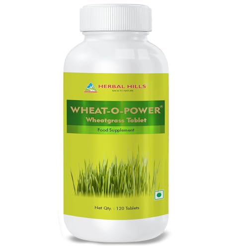 Image of Herbal Hills Wheatgrass Tablets | 120 Tablets | | Natural Antioxidant & Immunity Booster | Supplement | For Energy, Detox & Alkaline Balance | With Pure Wheatgrass Powder Pack of 2
