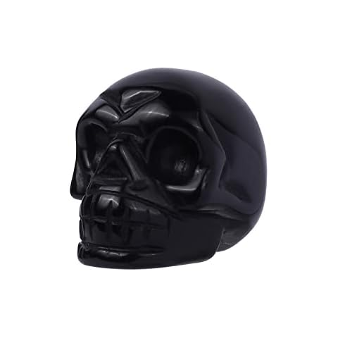 2.0" Crystal Skull Statues Human Skeleton Figurines Hand Carved Fine Art Sculpture Skull Figurines Decor Black Obsidian Cover