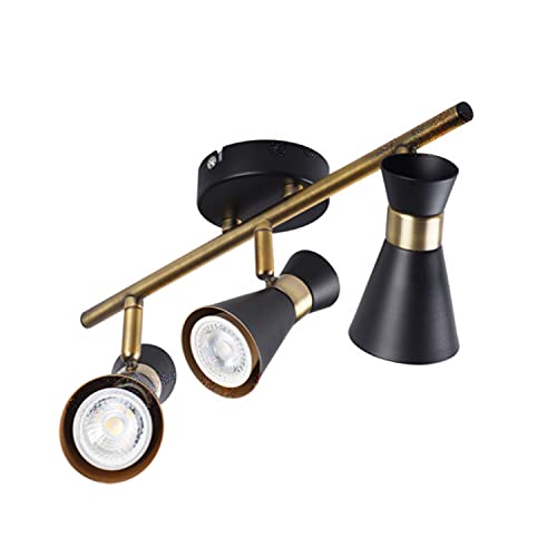 Plafonnier orientable Kanlux MILENO EL-3I B-AG finition noir et or élégante 3xGU10