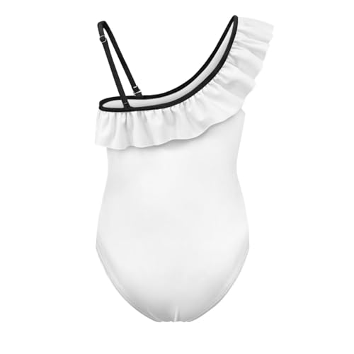 Image of WELLFLYHOM Axolotl Girls One Piece Swimsuits 3-14 Ruffle One Shoulder Bathing Suits Full Coverage Beachwear