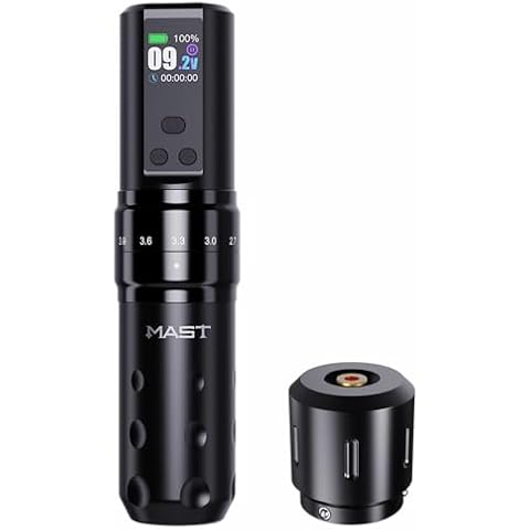 Mast Tattoo Fold2 Pro Wireless Tattoo Gun Rotary Pen Machine, Powerful Motor by Mcore, Smart Display, 7 Strokes Length for Pro Artists (Black) Cover