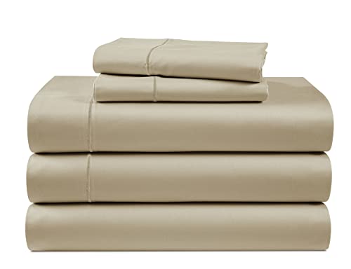 Image of LANE LINEN Sleep Number Split King Sheets Egyptian Cotton Sateen - Linen | Split King Cotton Sheets - 5-Piece Set, For Guests And Everyday Use, For A Silky Hotel-Style Bed, Luxe Sheen, Plush