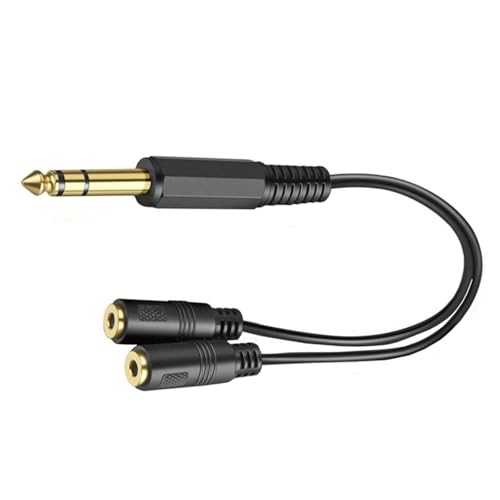 Cable adaptador audio 6.35 mm macho a dual 6.35 mm y 3.5 mm hembra 0.2 m miniatura 2