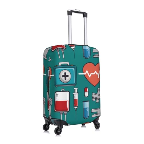 Medical Elements Print Luggage Cover Washable Elasticated Suitcase Covers TSA Approved Stylish Dust and Scratch Resistant Case Protector for Kids and Adults3