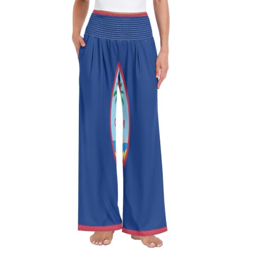 Pantalon femme palazzo Guam ample imprimé ethnique vêtement été