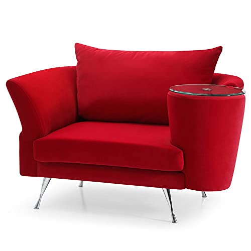 Zuri Furniture Cafe Modern Unique Accent Chair With Right Side Table - Red #TOP4