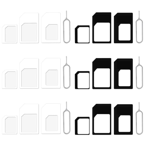 Nano SIM Cartes Kit 6 Set, 4 in1 SIM Nano Adaptateur de Carte, Adaptateur SIM et Epingle D'ejection, pour Smartphone, Téléphone portable et tablette