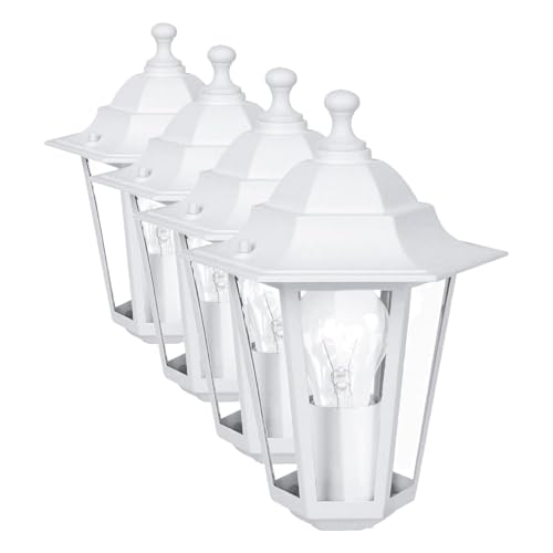 Lámpara de pedestal exterior blanca E27 IP44 baliza de aluminio Eglo Laterna 5 de 1 foco