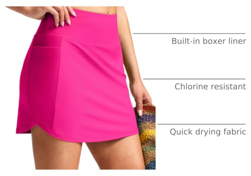 Image of SANTINY Women's 17'' Long Swim Skirt with Pockets High Waisted Modest Tummy Control Swimsuit Skirt Bathing Suit Bottoms