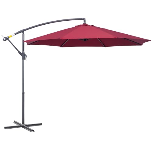 Outsunny Parasol Inclinable 3m Rouge