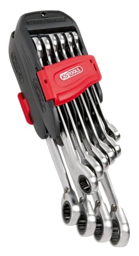 KS TOOLS - 503.4620 - Jeu de 10 clés mixtes à cliquet reversible GEARplus - 8-19 mm - jeu de clés plates en étui