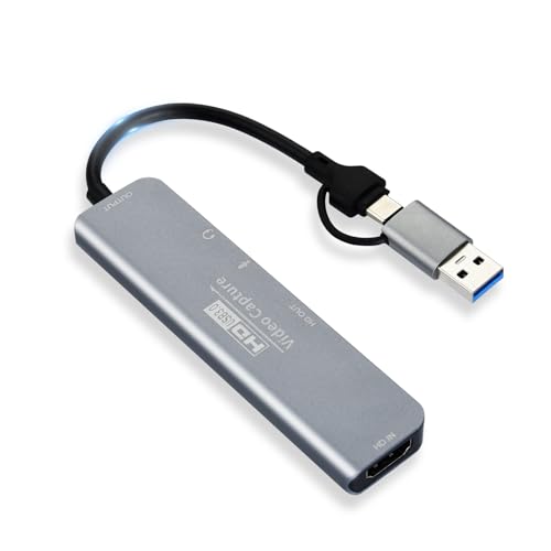 ELUTENG Capturadora Video HDMI 4K a USB A/C 3.0 Tarjeta Capture 1080P HD Grabber de Audio de Video para Juegos Transmisión Enseñanza Videoconferencia Compatible con PC Switch PS5 Xbox MacBook iPad