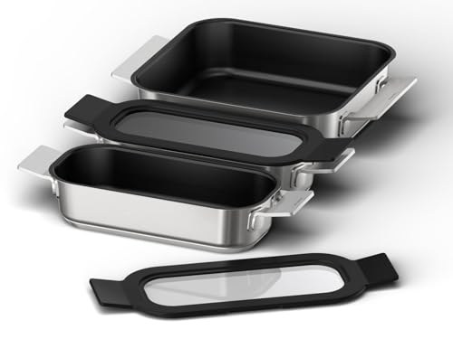 Bosch - Set Di 3 Contenitori Flexinduzione, Adatti Per Perfectfry Plus, Ghisa, Hez9Ff030