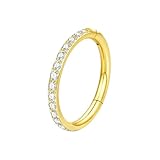 Vauki 1 piercing para la nariz, anillo de titanio dorado, hipoalergénico de acero inoxidable, anillos para la nariz, aros apilados para septumring nariz anillos de circonita, anillo para la nariz