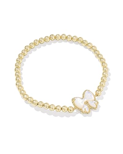 Kendra Scott Haley Bow Stretch Bracelet, 14K Gold-Plated Brass, Fashion Jewelry for Women, Ivory Mother Of Pearl
